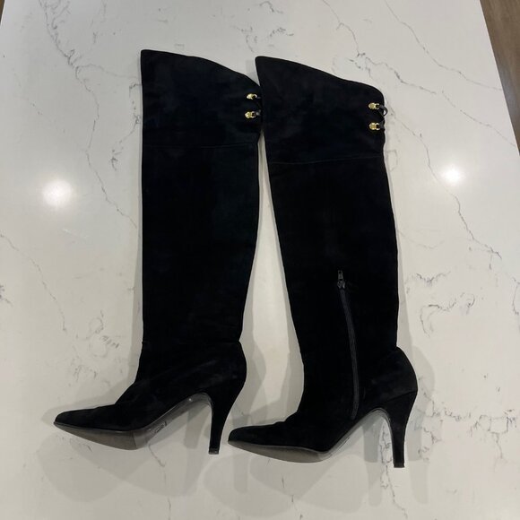 RARE VTG ST. JOHNS black Suede leather over the knee boots Size 7 - Picture 2 of 16